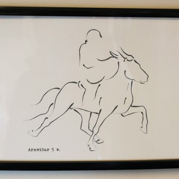 Individuelle Zeichnung 13*18 cm eines Islandpferdes im Rennpass.